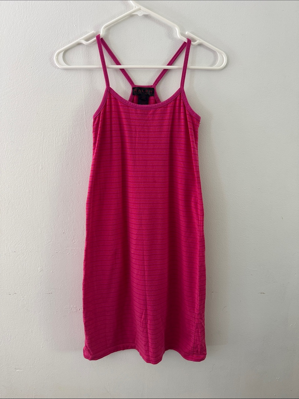 Ralph Lauren Fuchsia Knit Strappy Mini Dress Sz XS